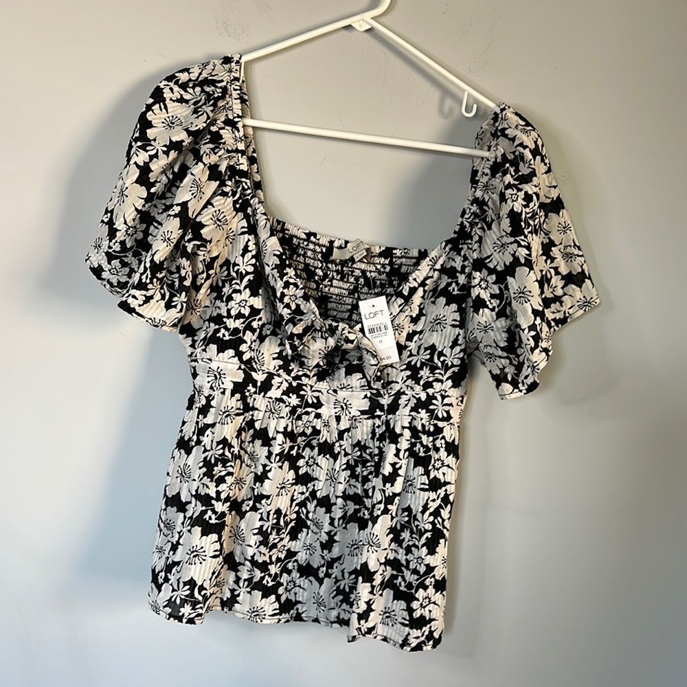 Loft Black/White Floral Blouse